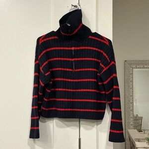 Striped Turtleneck Sweater KIDS - Black and Red